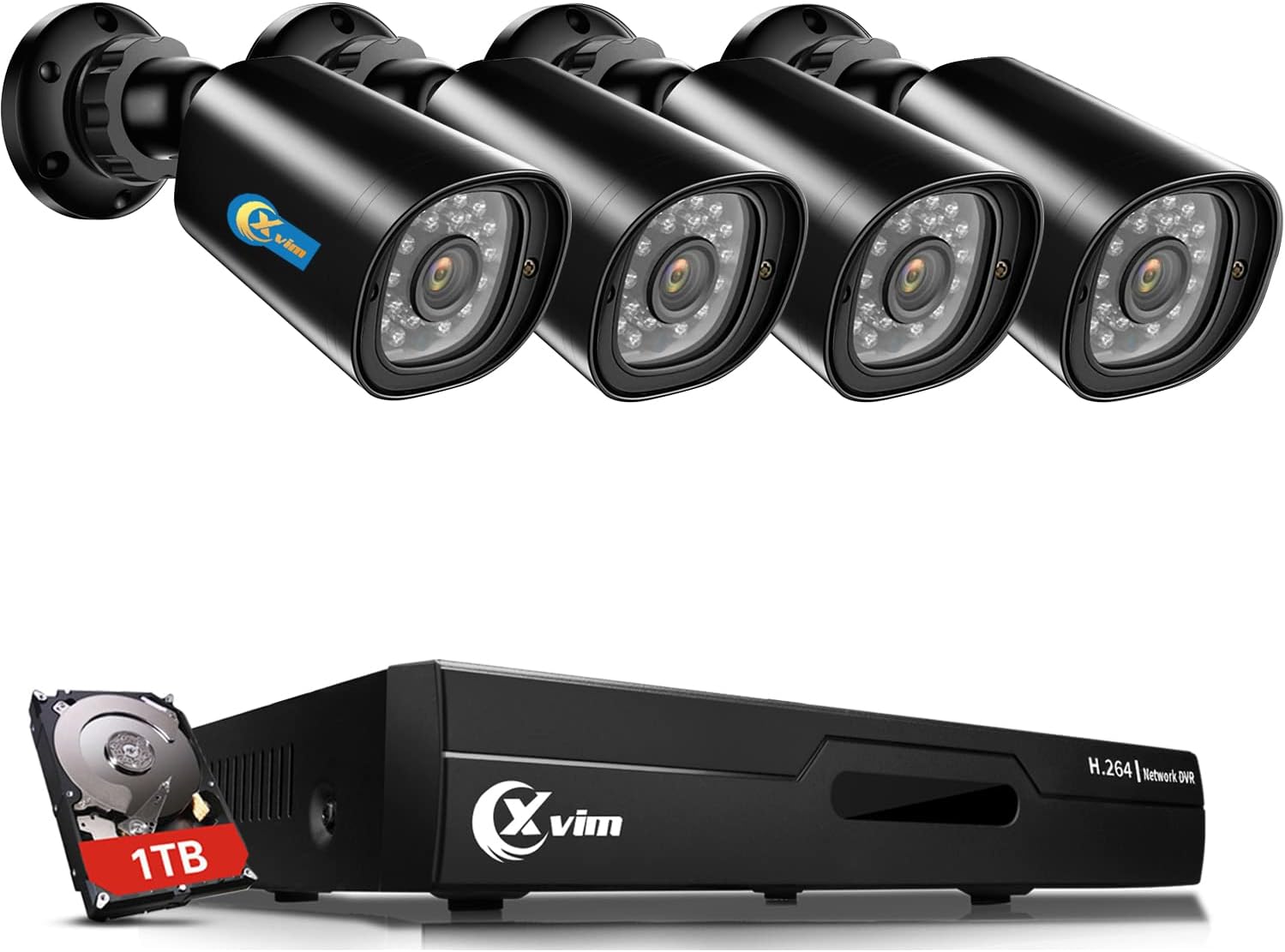 XVIM Wired Security Camera System - 8CH 1080P Home Security Camera System DVR, 8pcs HD Home Surveillance Cameras, IP66 Outdoor CCTV Camera System, Night Vision, Motion Detect, APP Access,1TB HDD