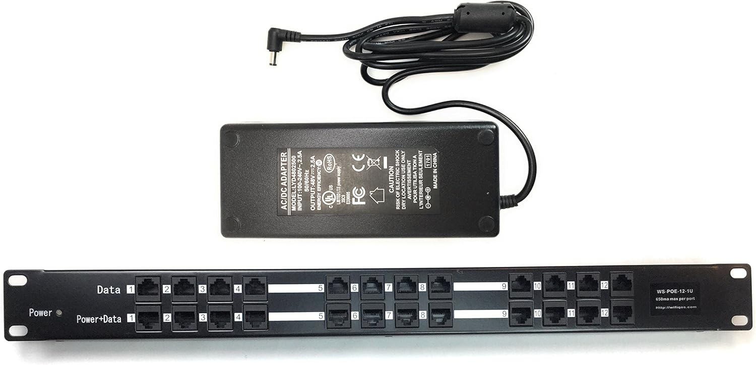 PoE Texas POE-12-48v120w | 12 Port PoE Injector - Power Over Ethernet for 802.3af Cameras, IP Phones, Access Points and More