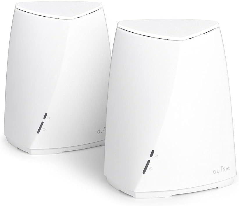 GL-B2200 (Velica) Tri-Band Wireless Mesh Router, 400Mbps (2.4GHz) + 2x867Mbps (5GHz), OpenWrt Pre-Installed, AdGuard Supported, DDR3L 512MB, 16MB Nor Flash, EMMC 8GB, Easy Setup with App (2-Pack)