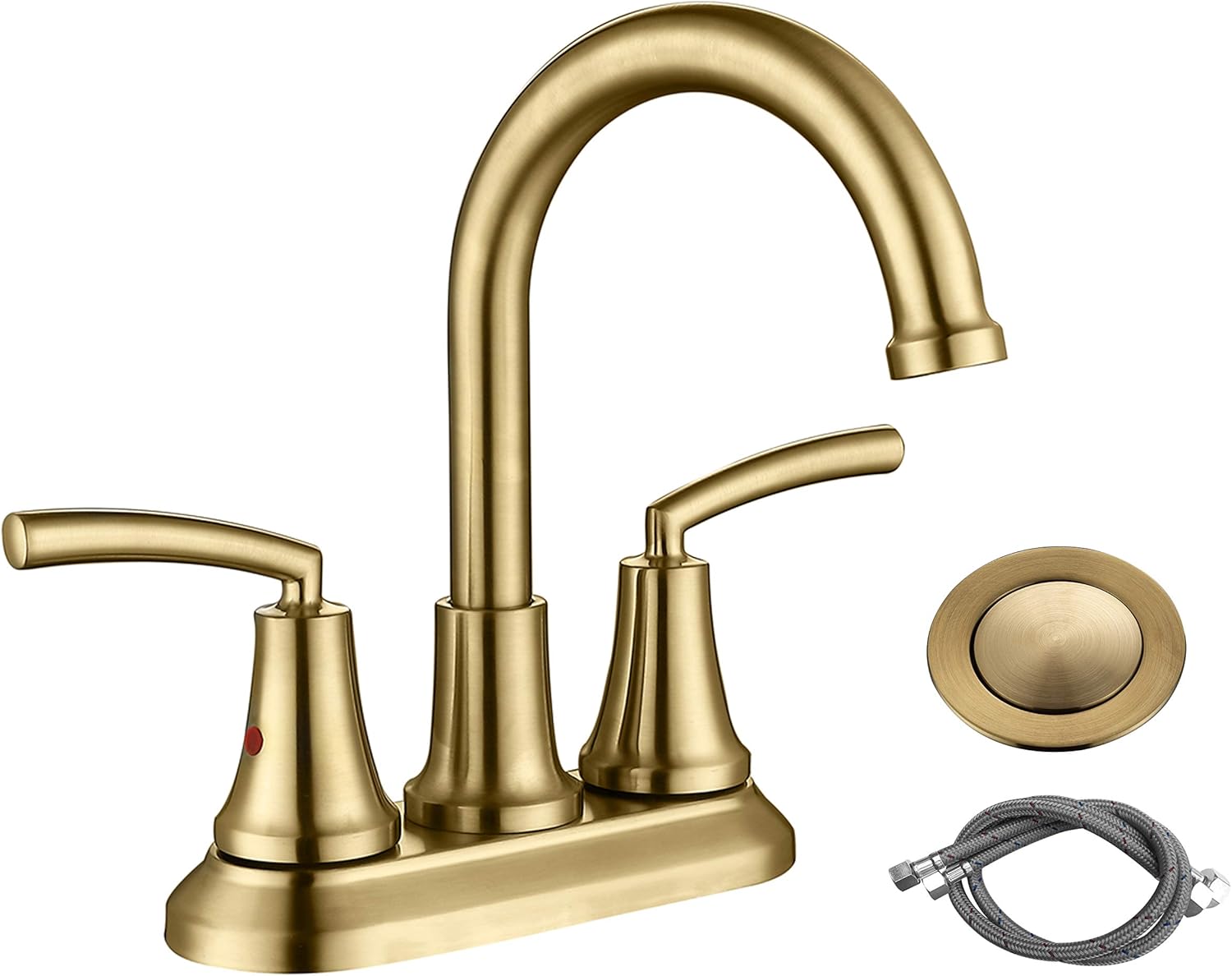 RKF Swivel Spout Two-Handle Centerset Bathroom Faucet Lavatory Faucet with pop-up Drain with Overflow and CUPC Water Lines,Matte Black,BF023-MB