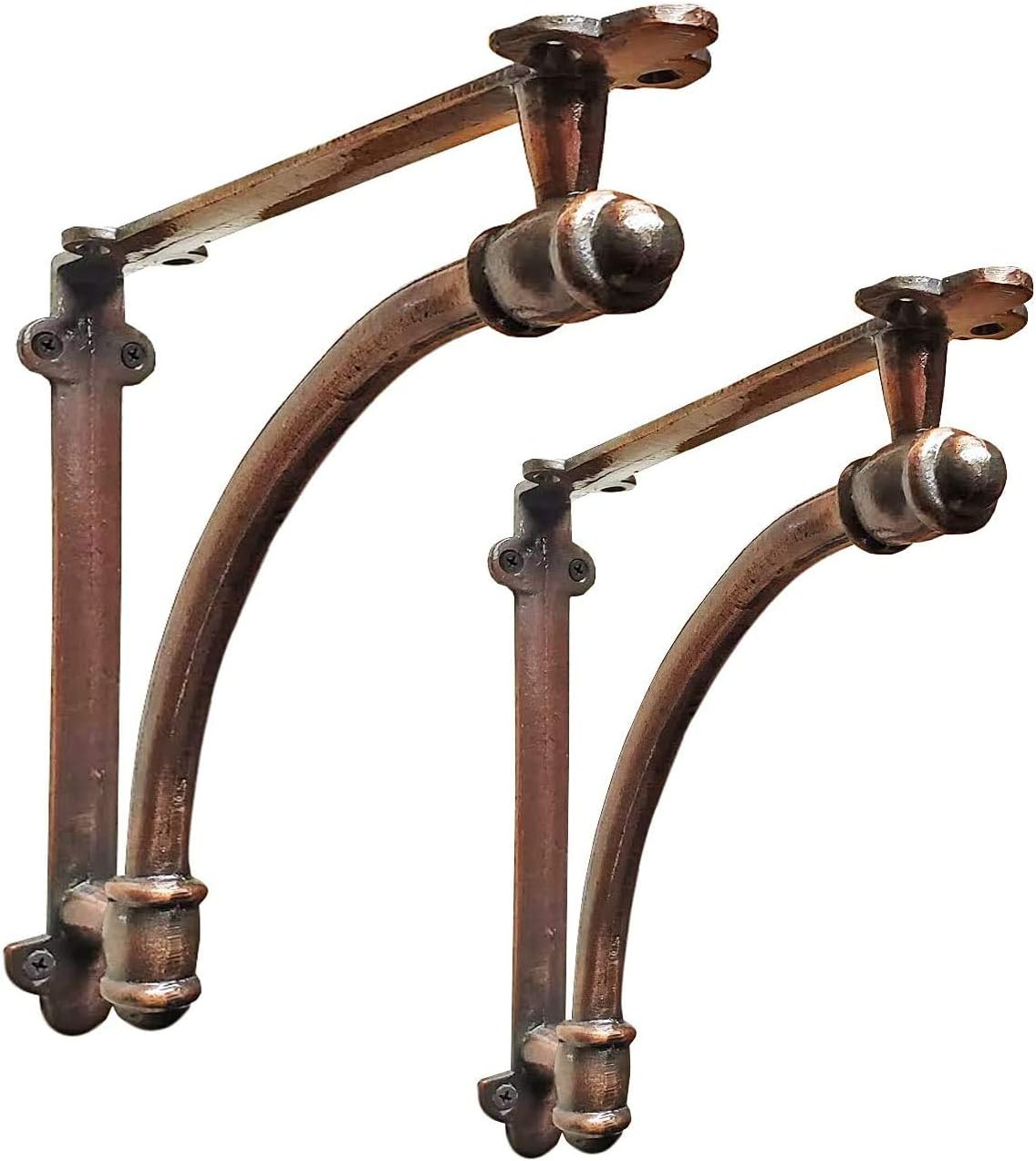 2 Pack Heavy Duty and Thick Large 9.6x1.7xx9.6 inch Half Round Wall Shelf Bracket, DIY Projects, Rustic Black Iron Finish, Hardware Included, JS-90-064 by North American Country Home Pack of 2