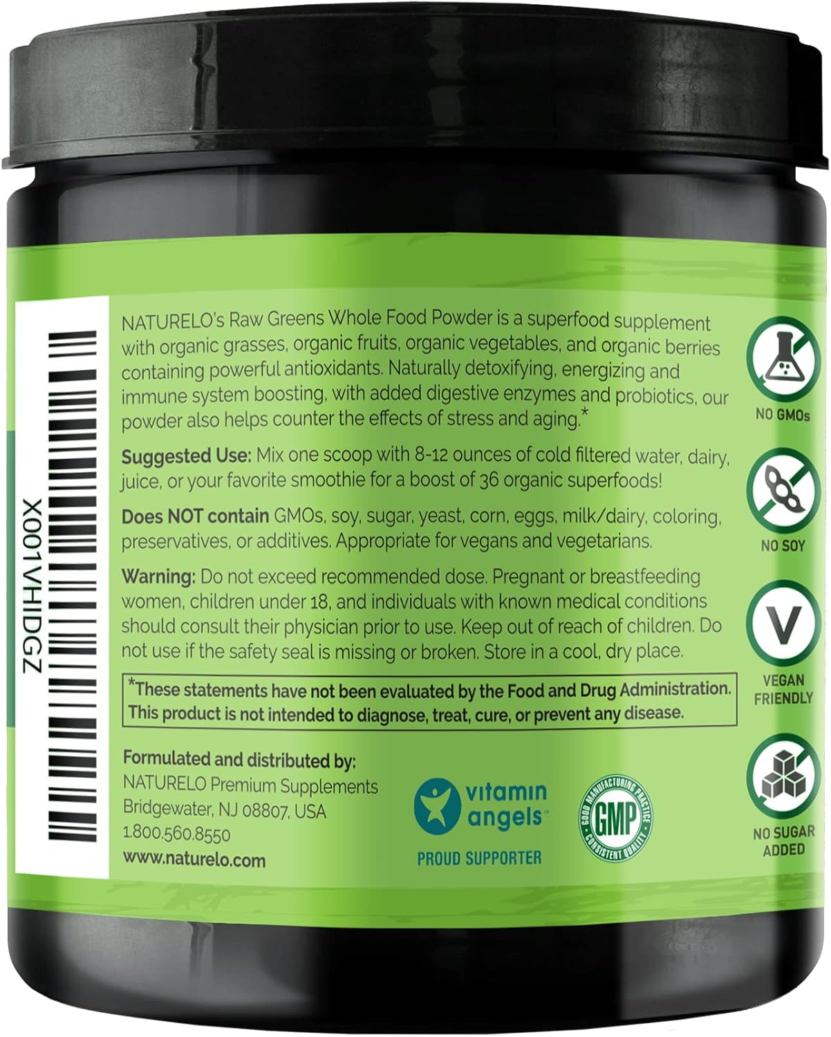 NATURELO Raw Greens Superfood Powder - Unsweetened - Boost Energy, Detox, Enhance Health - Organic Spirulina - Wheat Grass - Whole Food Nutrition from Fruits & Vegetables - 60 Servings Pack of 2