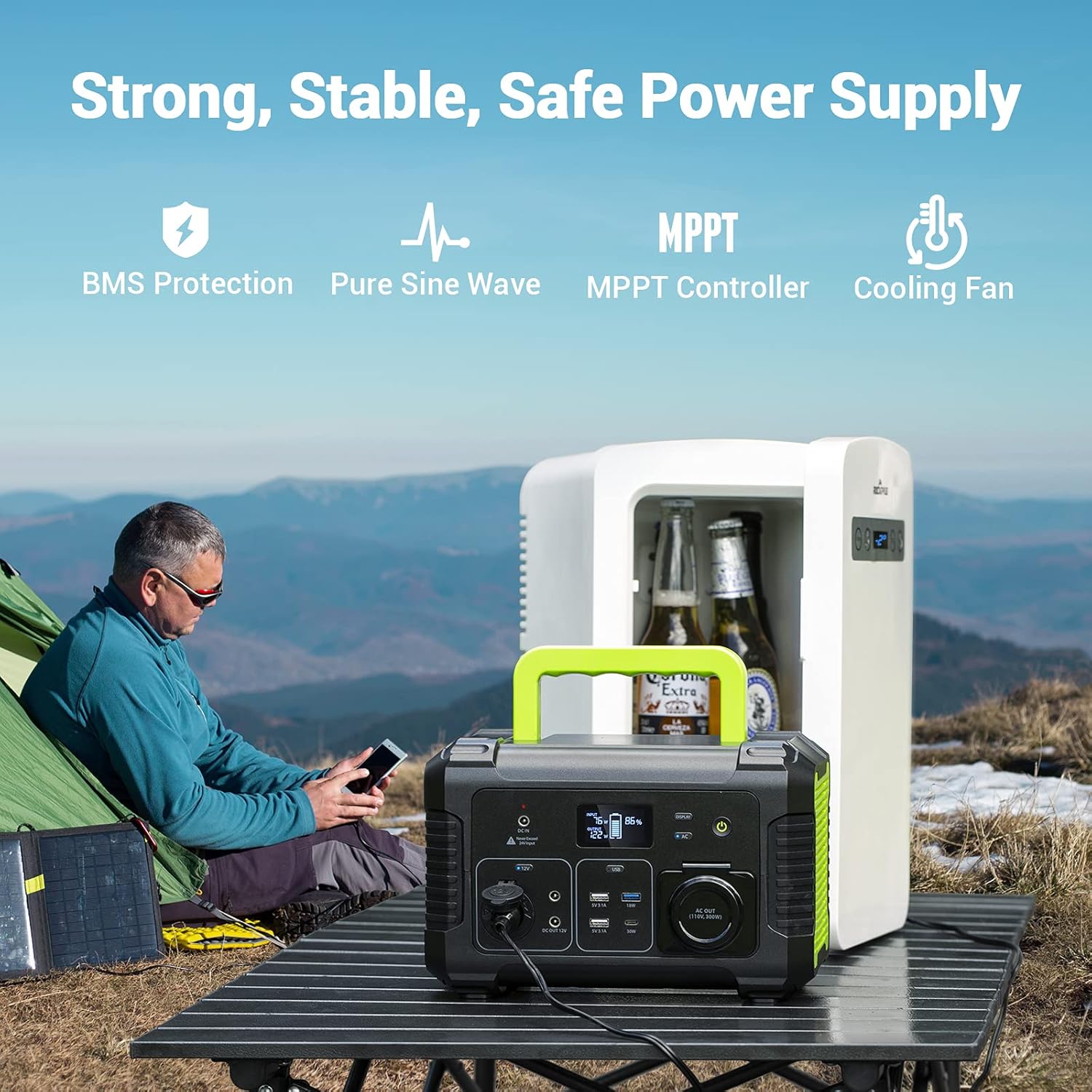 PAXCESS Portable Power Station with Solar Panel Included, 300W Solar Generator with 60W Foldable Solar Panel, CPAP Backup Lithium Battery for Outdoor Camping RV Emergency Home Use