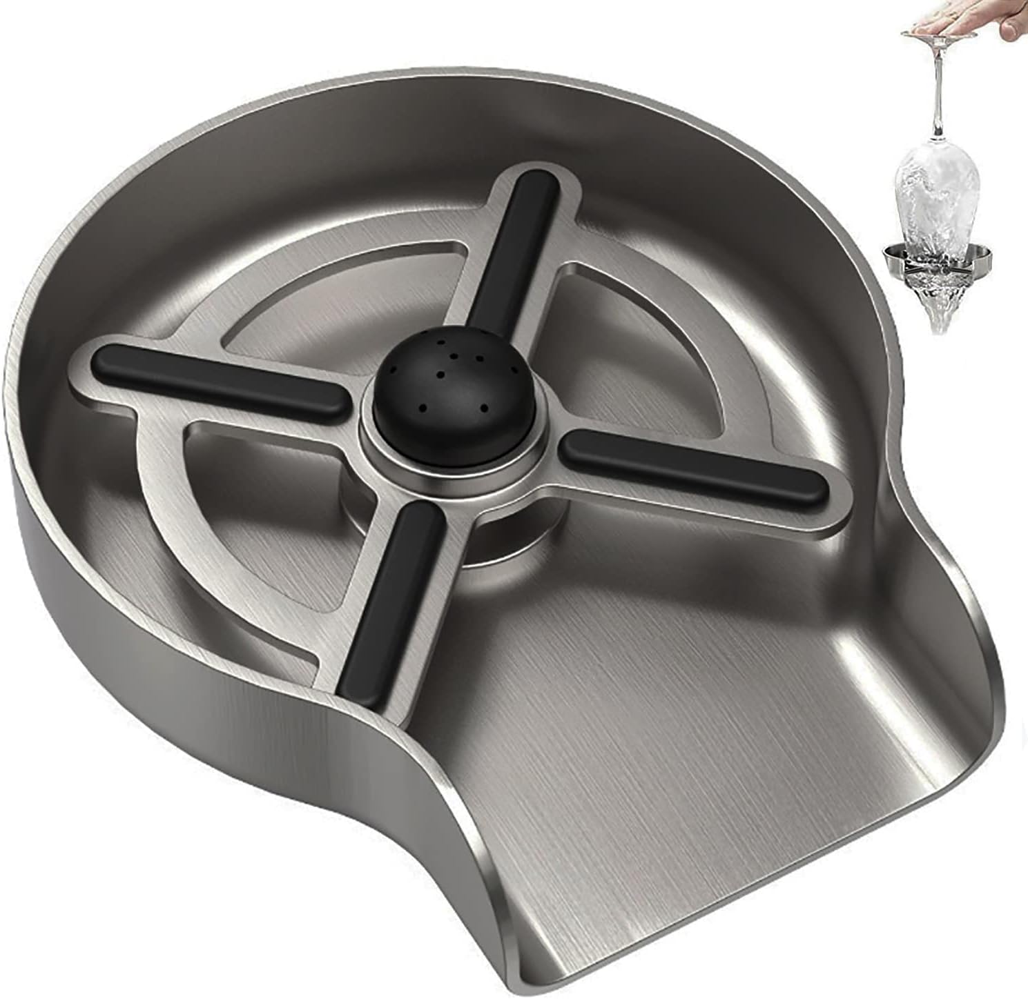 Glass Rinser for Kitchen Sinks - Bottle Washer, Glass Cup Cleaner for Home Bar, Metal Glass Rinser Kitchen Sink Faucet Accessories, 304 Stainless Steel