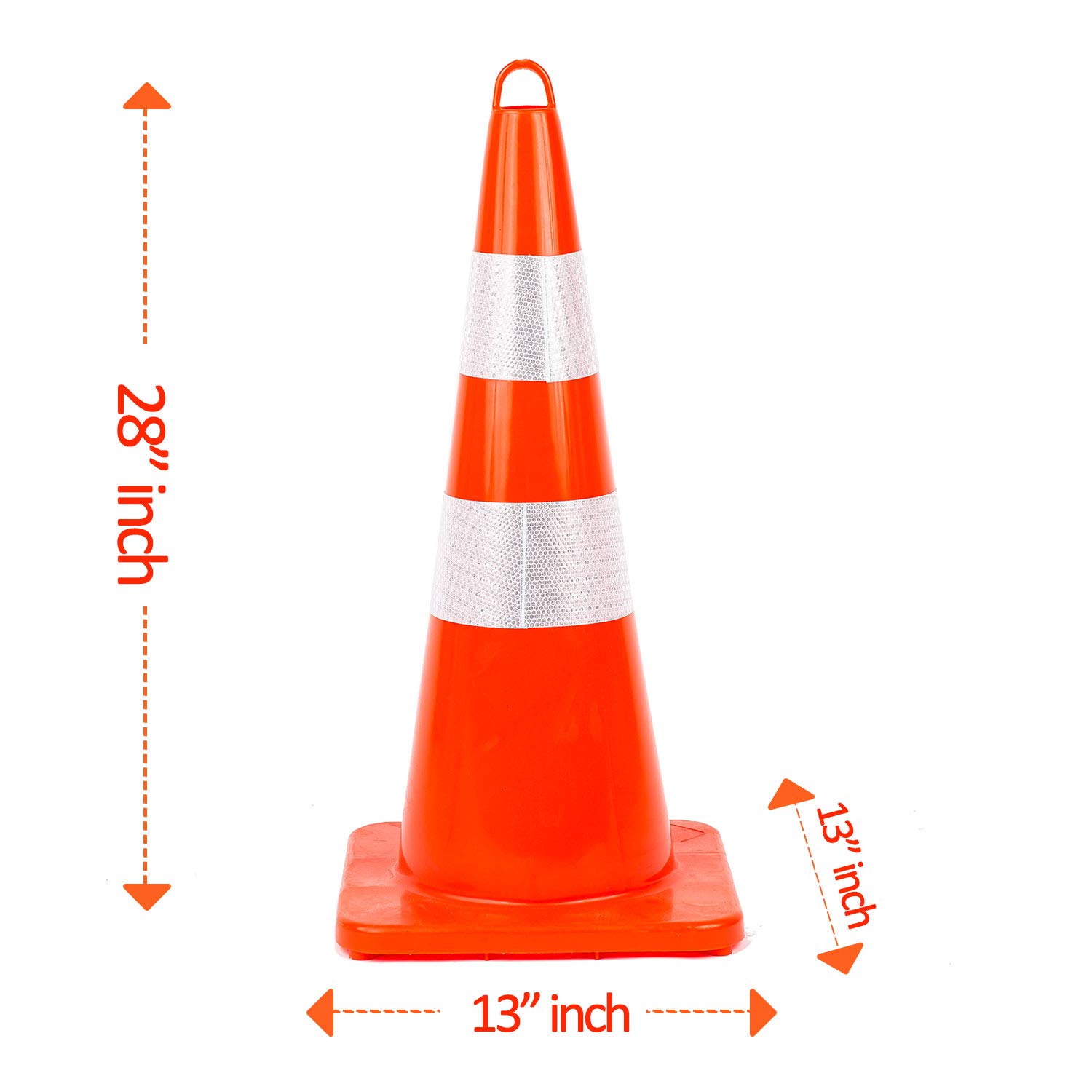 BATTIFE 28'' inches Traffic Safety Cones | 8 Pack | Unbreakable PVC Cone with Reflective Collars, Orange Construction Cone for Traffic Control, Driveway Road Parking Use