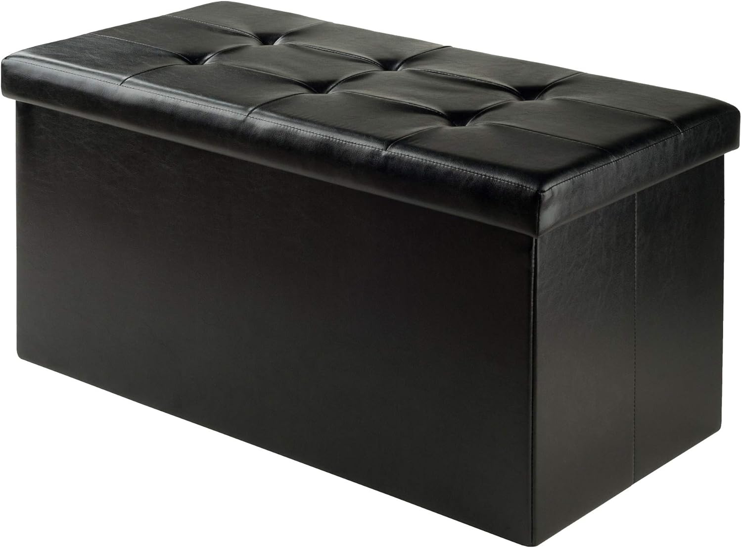 Winsome Furniture piece Ashford Ottoman with Storage Faux Leather, Espresso Pack of 2
