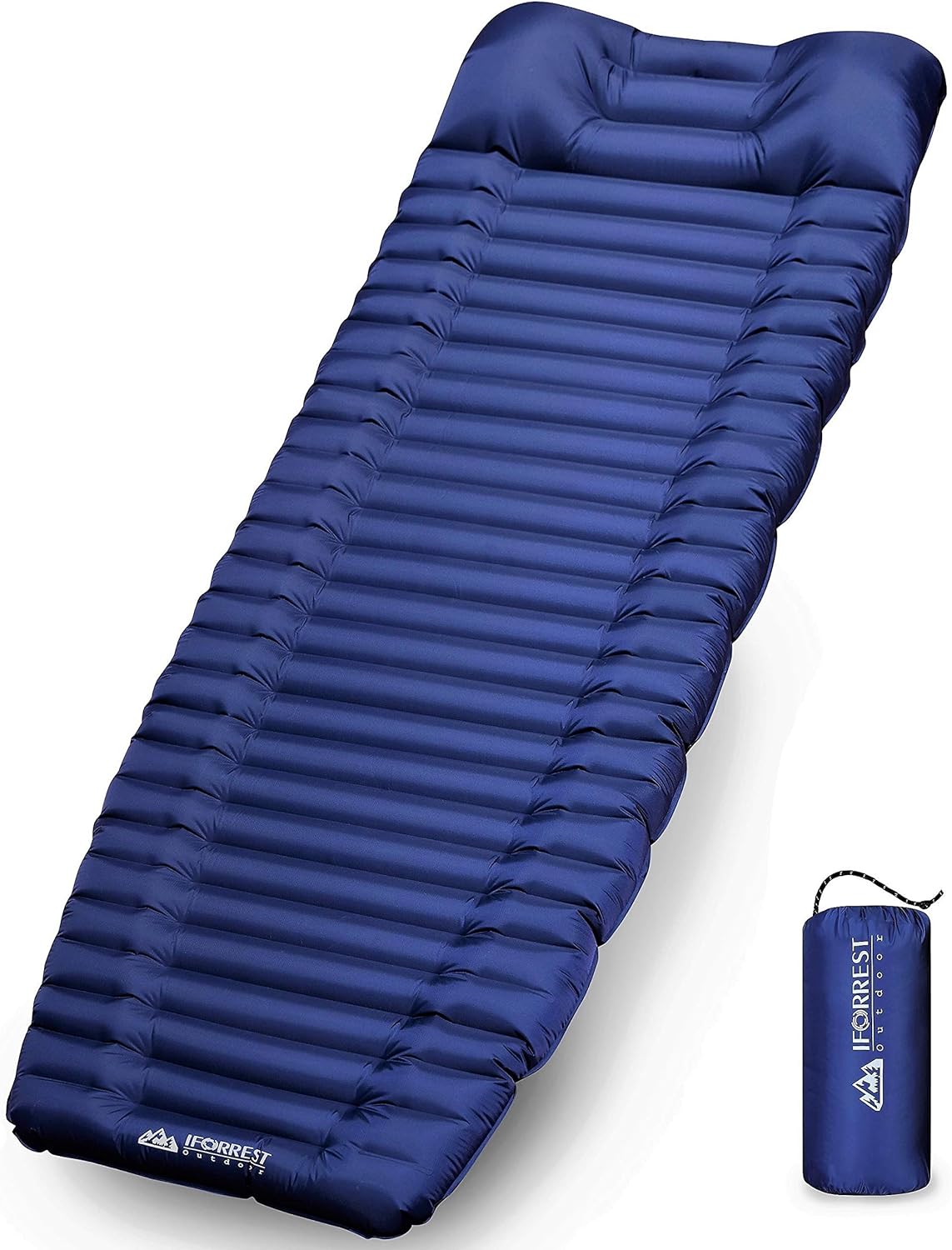 IFORREST Camping Sleeping Pad w/Armrest & Pillow - 4 Inch Ultra-Thick Side Sleep Friendly - Rollover Protection - Ultralight Backpacking Air Mattress