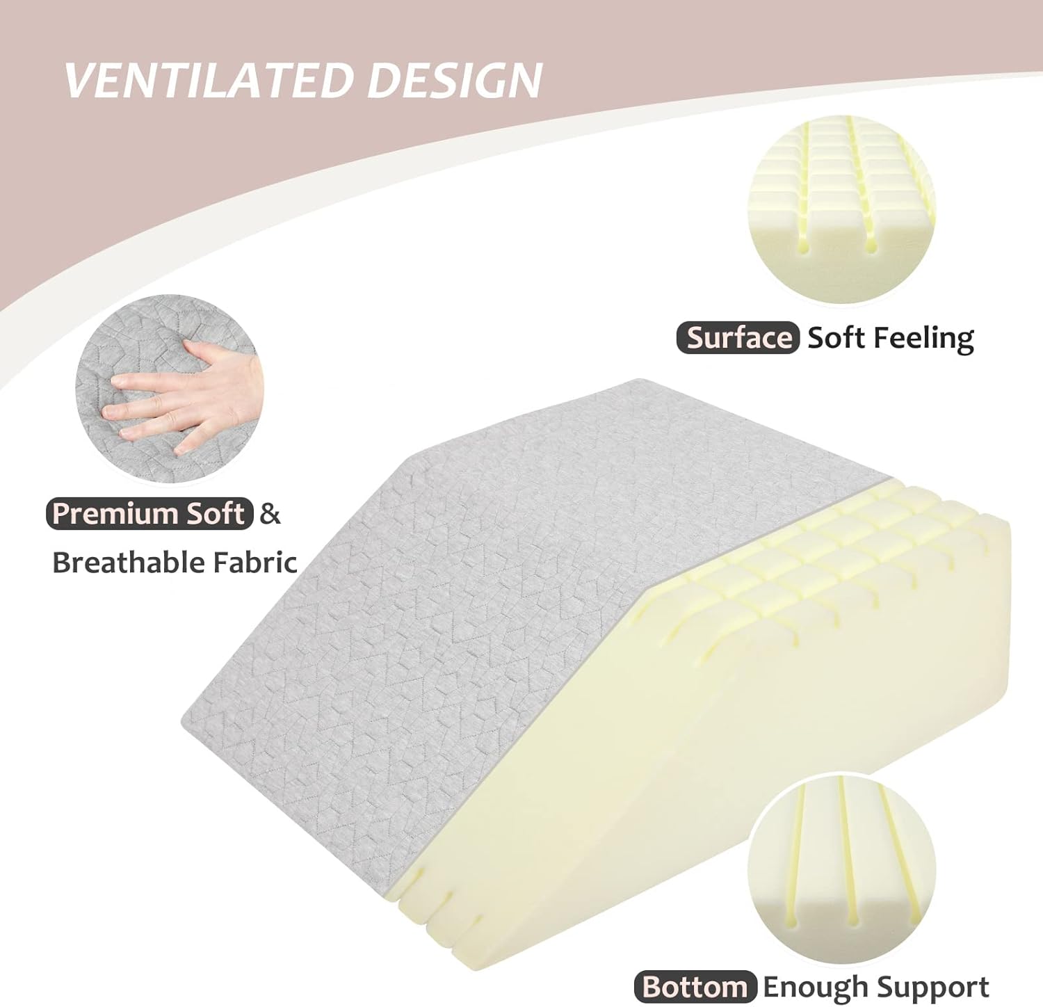 Leg Elevation Pillow with Spring Memory Foam Top, Leg Pillows for Sleeping, Post Surgery Leg Rest Pillow for Leg & Back Support and Pregnancy, Knee Pillow for Sleeping, Reading, Relaxing