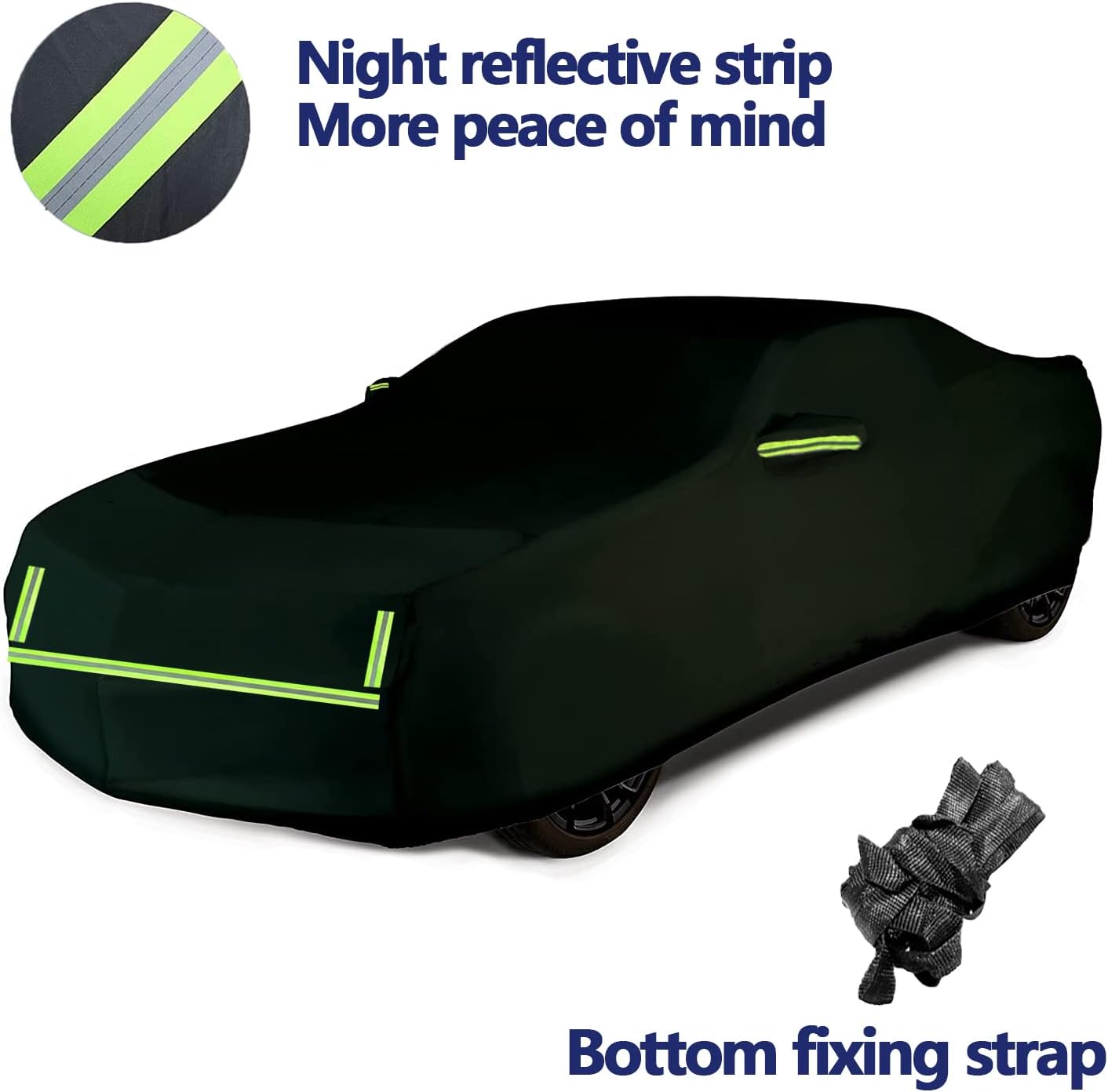 Virego Waterproof Car Cover for Camaro Car Cover Black, 210D Oxford Cloth, with Zipper Door, Reflective Strip,Windproof Straps, Windproof Snow Proof UV All Weather Protection, for Camaro 2010-2021