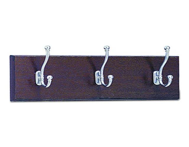 Safco Products 4216MH Wood Wall Rack 3 Hook Mahogany/Silver