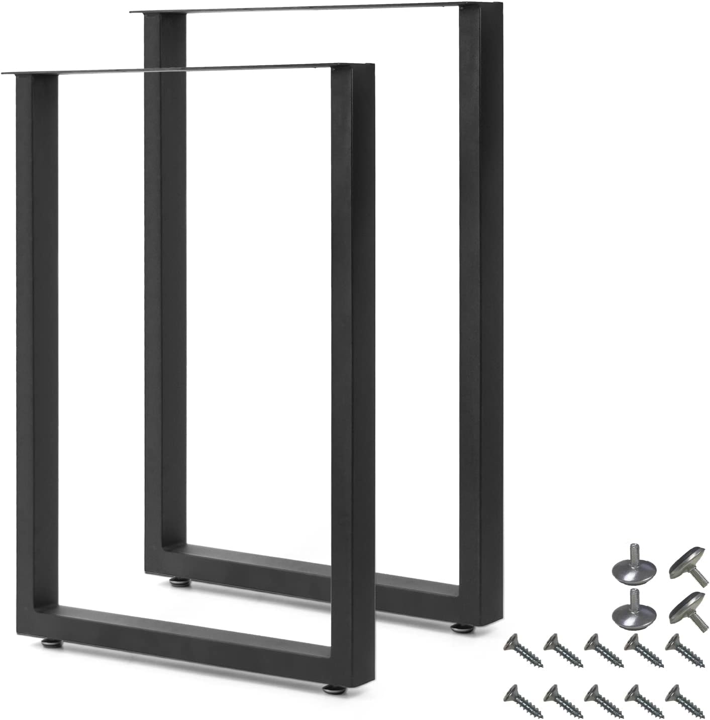 JingPieCle Table Legs 28 inch Height 19.7 inch Wide Dining Table Legs, Office Desk Legs, Computer Desk Legs, Heavy Duty Metal Square Tube Legs for DIY Furniture Legs,Black Cast Iron Table Legs 2 PCS