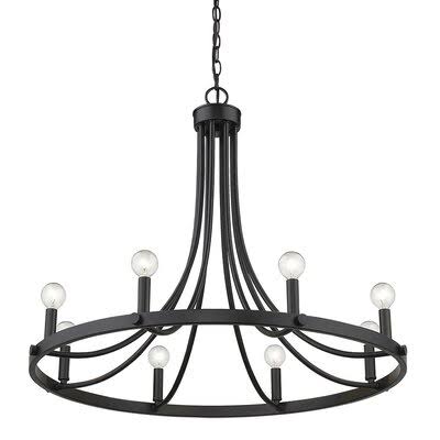 Paincourtville 8-Light Candle Style Wagon Wheel Chandelier Ebern Designs Finish: Matte Black