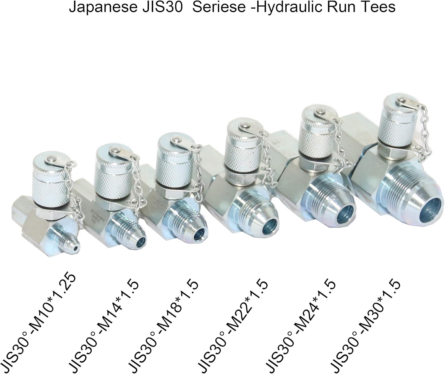 XZT KOM 6PACK Japanese JIS30 Hydraulic Swivel Run tees,hydrulic tee Connector,Tester Coupling Set for Hydraulic System, Excavator Construction Machinery