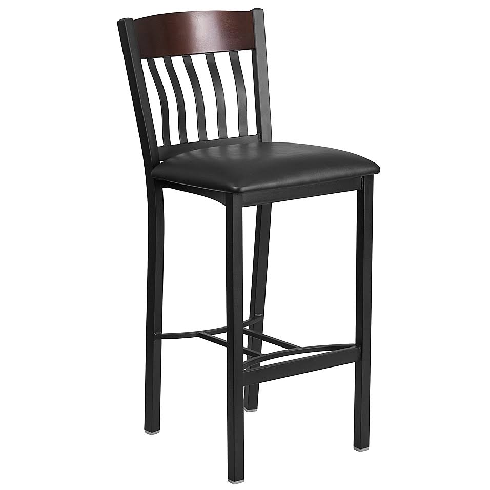 Flash Furniture Metal Bar Stool in Black/Walnut