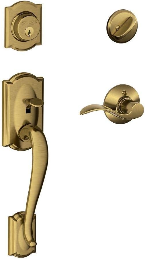 SCHLAGE Lock Company Camelot Single Cylinder Handleset and Georgian Knob, Matte Black (F60 CAM 622 GEO)