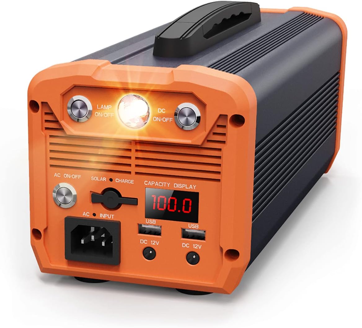 Homeyears 518Wh Portable Power Station ES-500,518Wh 144000mAh Outdoor Solar Generator Mobile Lithium Battery Pack with 110V/500W AC Outlet & LED Flashlight, Clean & Silent Solar Generator for Outdoor RV/Van Camping, Emergency, CPAP, Home