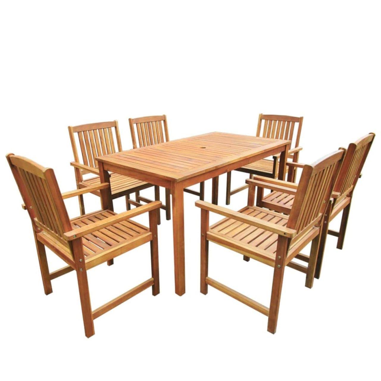 vidaXL 7 Piece Outdoor Dining Set Solid Acacia Wood, 42623