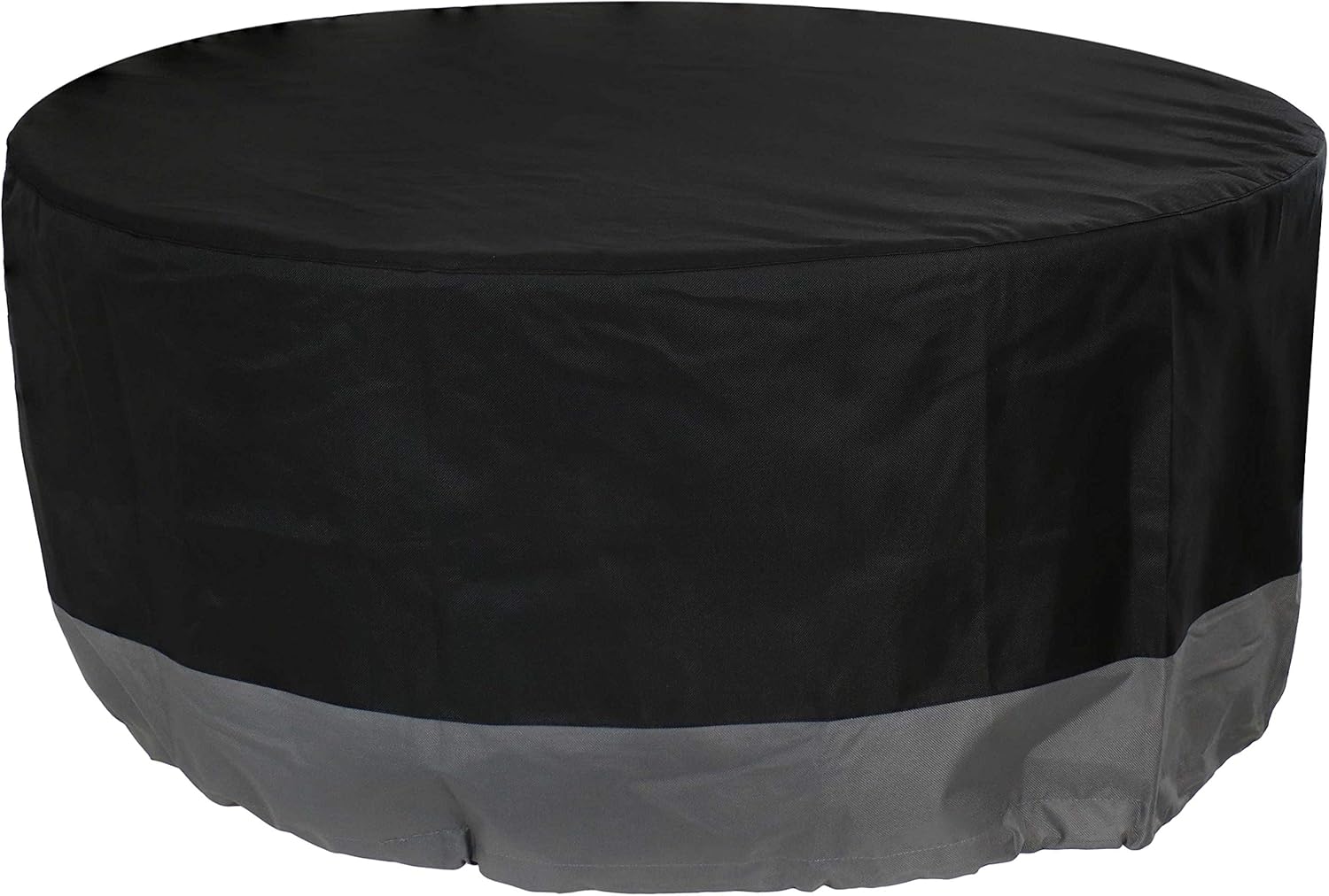 Sunnydaze Round 2-Tone Outdoor Fire Pit Cover - Gray/Black - Heavy Duty 300D Polyester Exterior Circular Winter Cover for Fire Pit - Waterproof and UV-Resistant - 40-Inch x 18-Inch