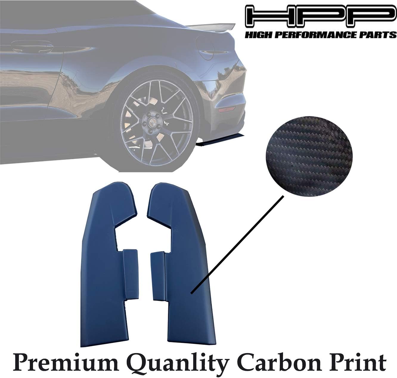 High Performance Part Rear Bumper Lip (2PC) (Unpainted Matte Black) Compatible For 15-17 Ford Mustang Pack of 2