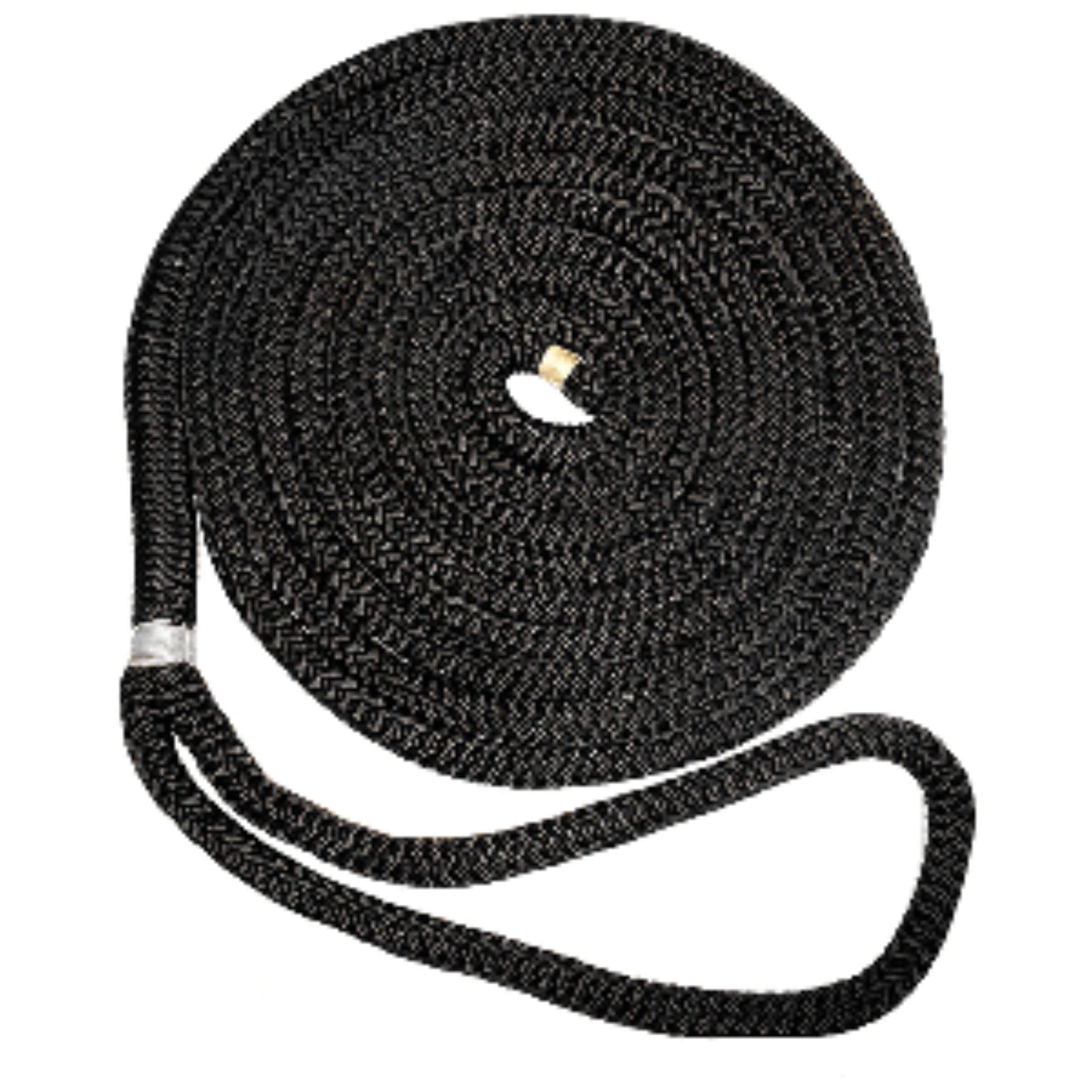 25' Black Solid 3/8-Inch Nylon Double Braid Dock Line 34581791