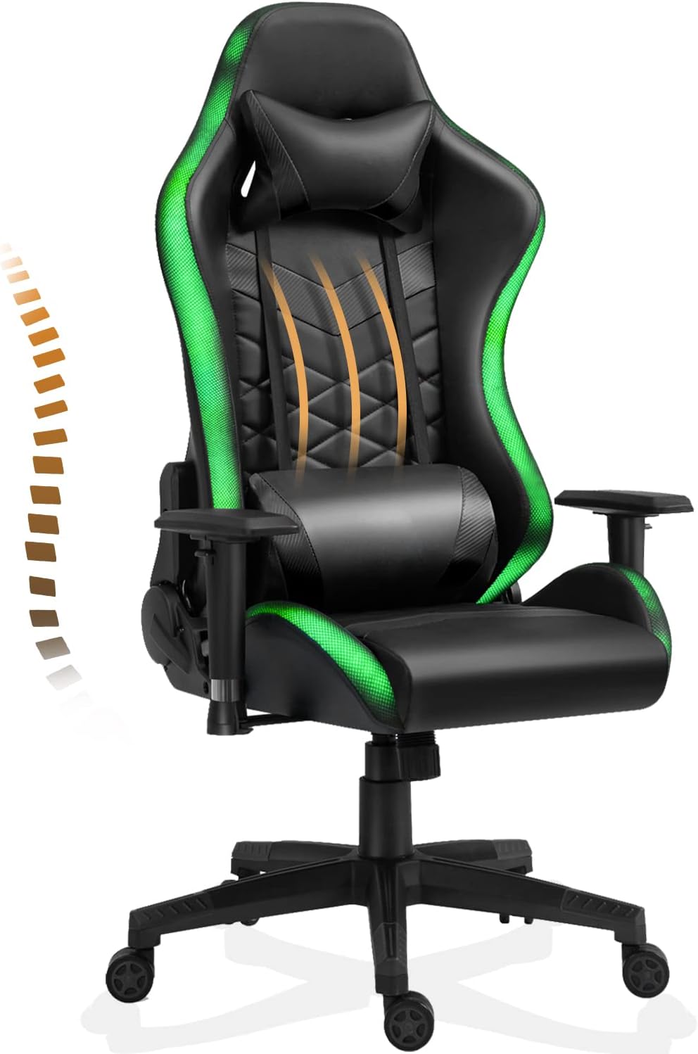 Gaming Chair Ergonomic Office Chair Reclining Computer Chair High Back Desk Chair PU Leather Executive Swivel Chair with Adjustable Armrests, Headrest, Lumbar Support