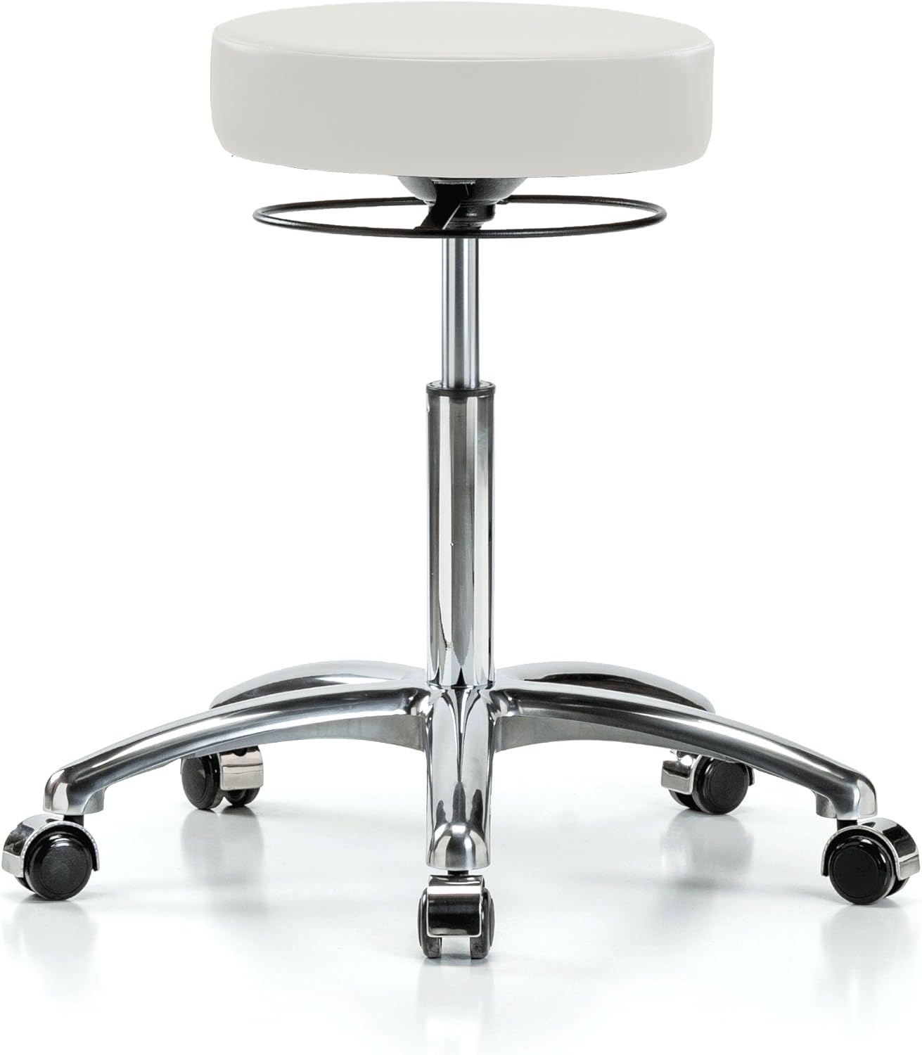 Perch Chrome Stella Rolling Height Adjustable Salon & Spa Stool for Hardwood or Tile | Workbench Height 21-28.5 Inches | 300-Pound Weight Capacity | 12 Year Warranty (Cinder Fabric)