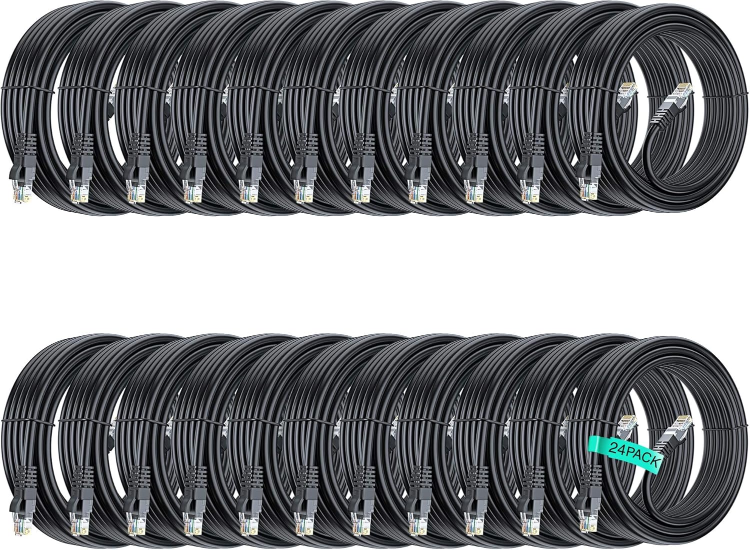 Maximm Ethernet Cable 15ft Cat 6 Pure Copper, UL Listed, LAN UTP Cat6, RJ45 Network Internet Cable - 15 feet Black (24 Pack)