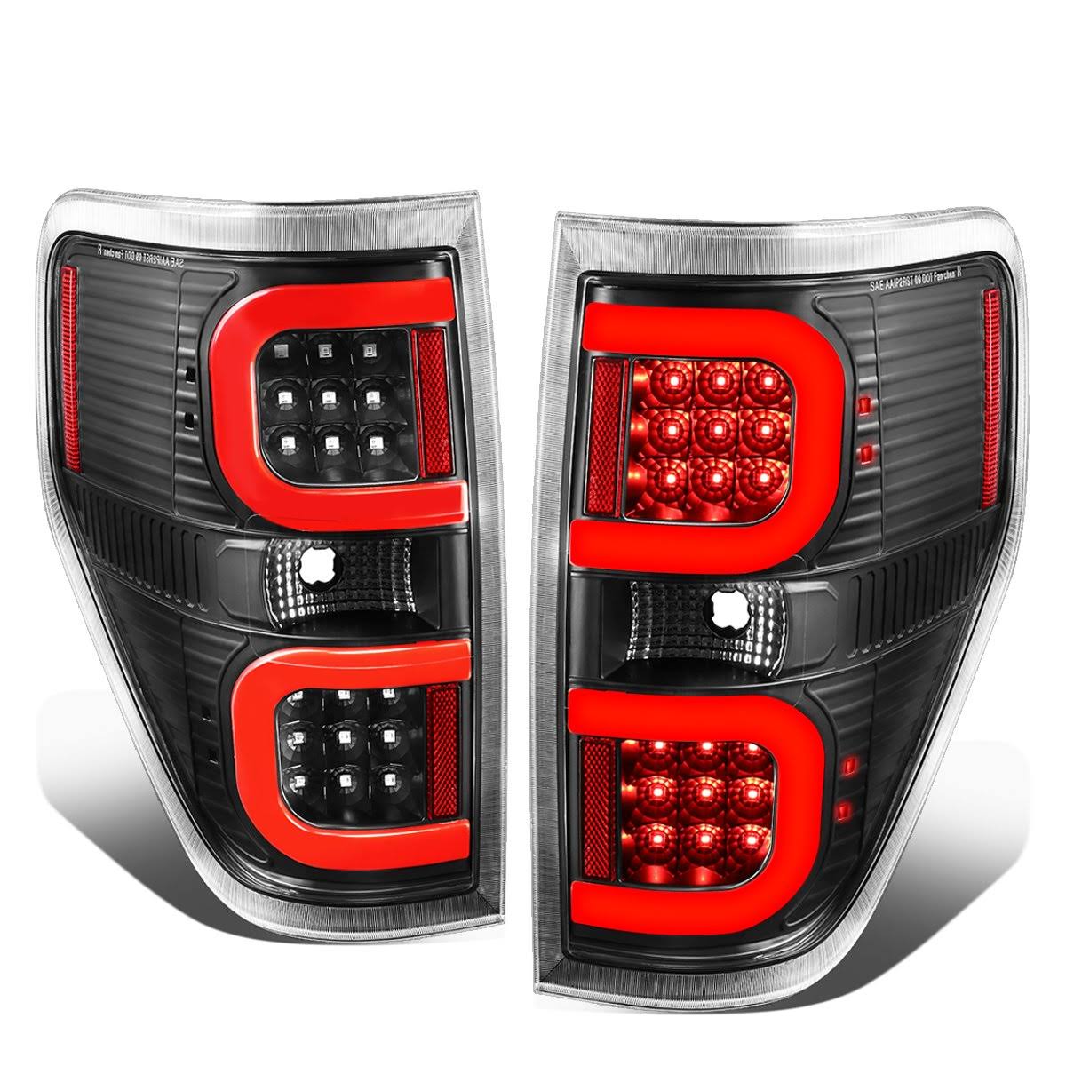 DNA Motoring Tl-f15009-led-rd3d-bk-cl for 2009 to 2014 Ford F150 Pair Dual Red LED C -Bar Tube Tail Light Rear Brake Lamps Black