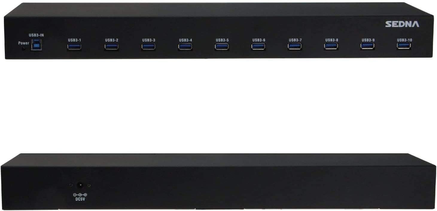 10 Port USB 3.1 Gen I Hub (5Gbps) - 19 Inch 1U Rack Mount