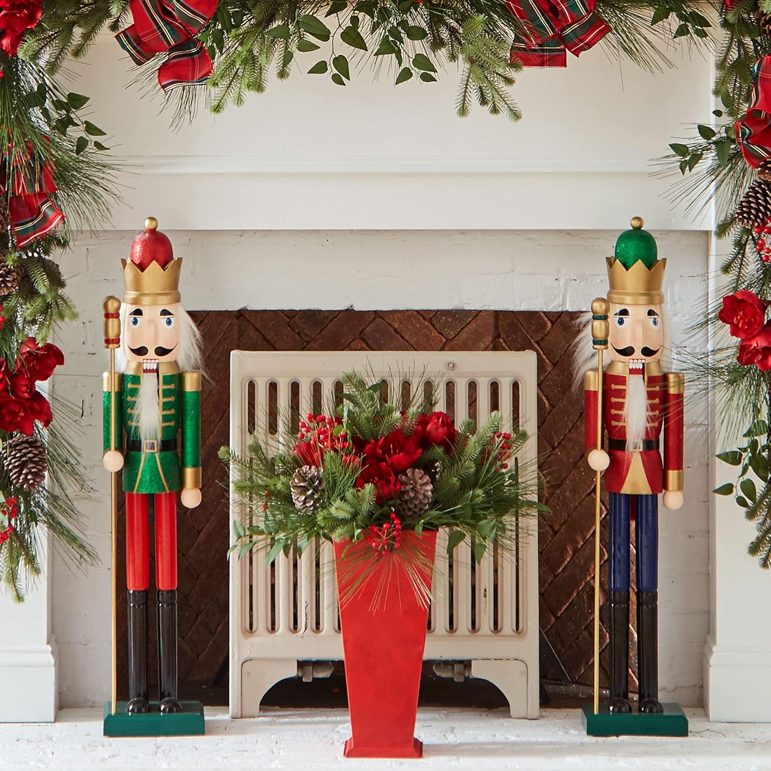 BrylaneHome 36 Inch Nutcracker Christmas Decoration, Green Pack of 2