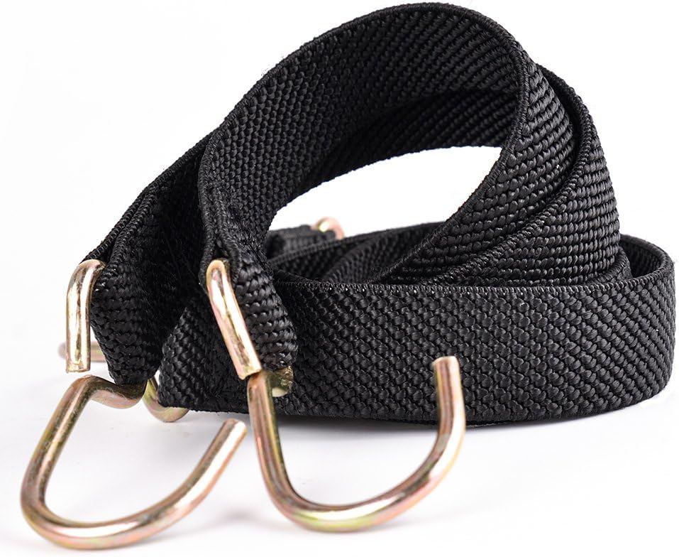 Marcobrothers Flat Bungee Cords Elastic Straps with Hooks，Heavy Duty Bungee Cord (48 inch X 2, Black)