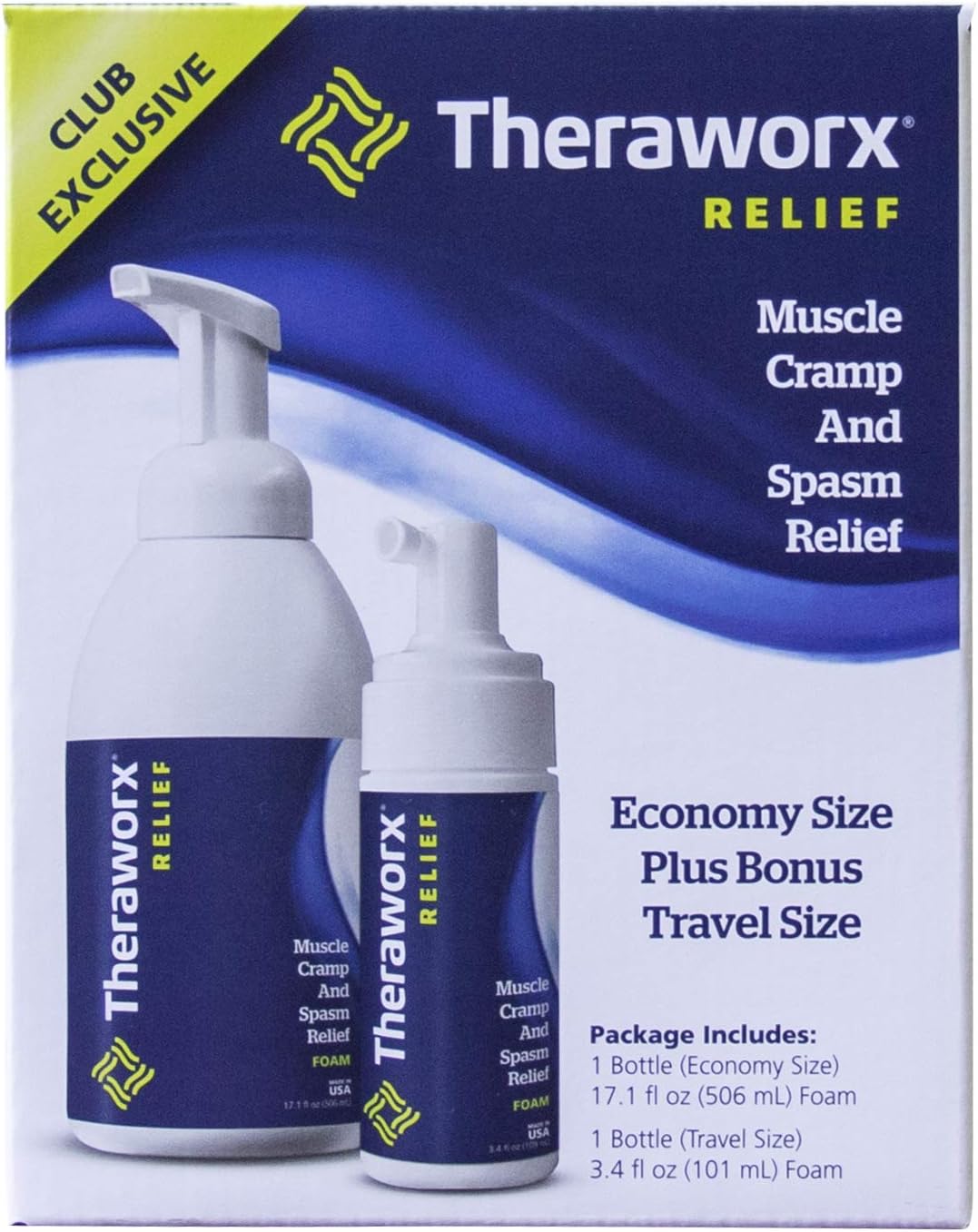 Theraworx Relief Muscle Cramp and Spasm Foam Economy & Travel Pack Pack of 2