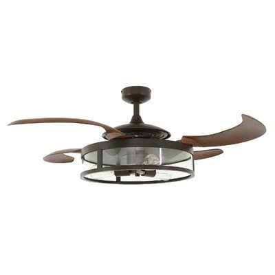 48x22 Akershus 4 - Blade Retractable Blades Ceiling Fan with Remote Control and Light Kit Included Brayden Studio Finish: Oil Ru