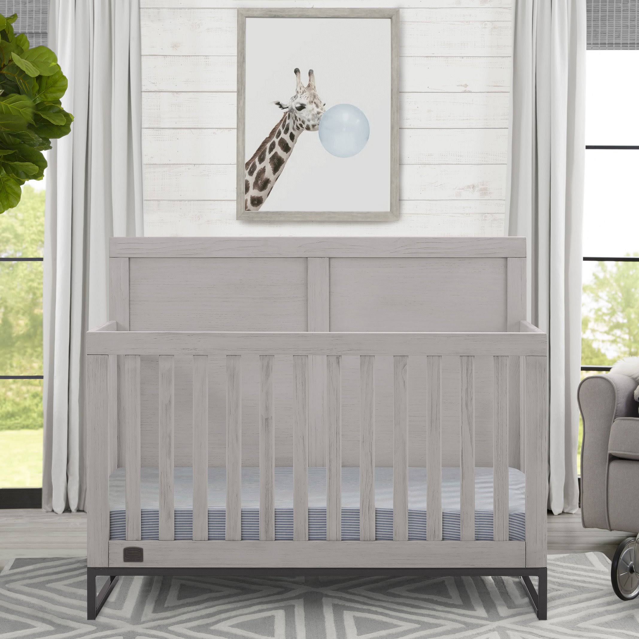 Foundry 6-in-1 Convertible Crib Rustic Mist with Matte Black (1395)