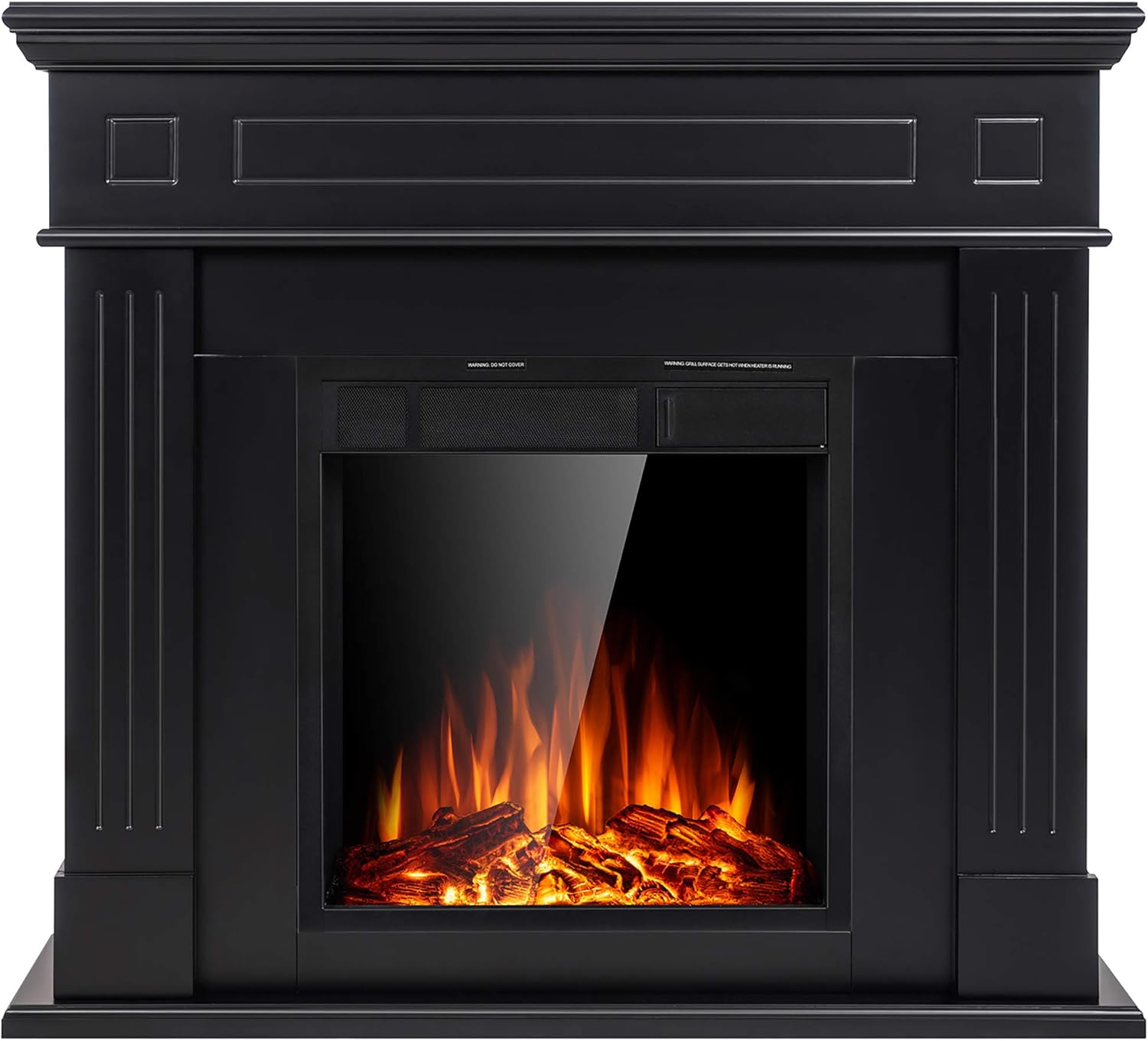 JAMFLY Electric Mantel Fireplace,Wood Package Surround Freestanding Electric Fireplace Heater, TV Stand, Adjustable Led Flame, Remote Control, 750W-1500W, Brown