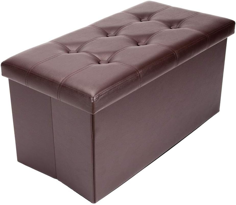 Dogdong PU Leather Footstool with Leather Footstool Brown 76x38x38cm Pack of 2