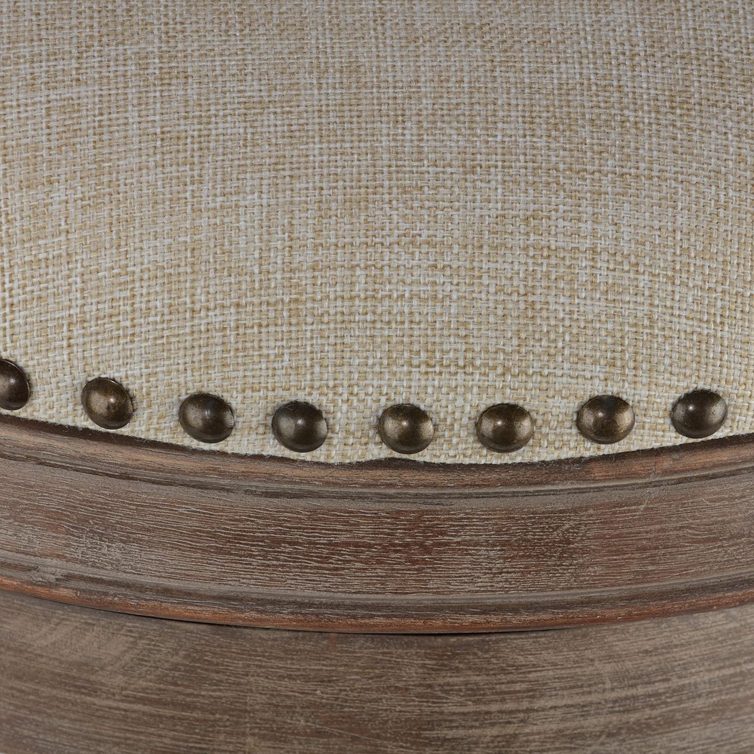 Cortesi Home Sadie Backless Swivel Counter Stool in Solid Wood & Beige, 24