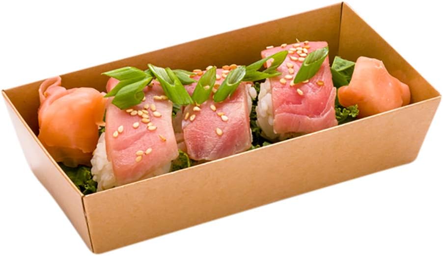 Large Paper Sushi Container - Rectangle Sushi Box - Kraft Brown - 7