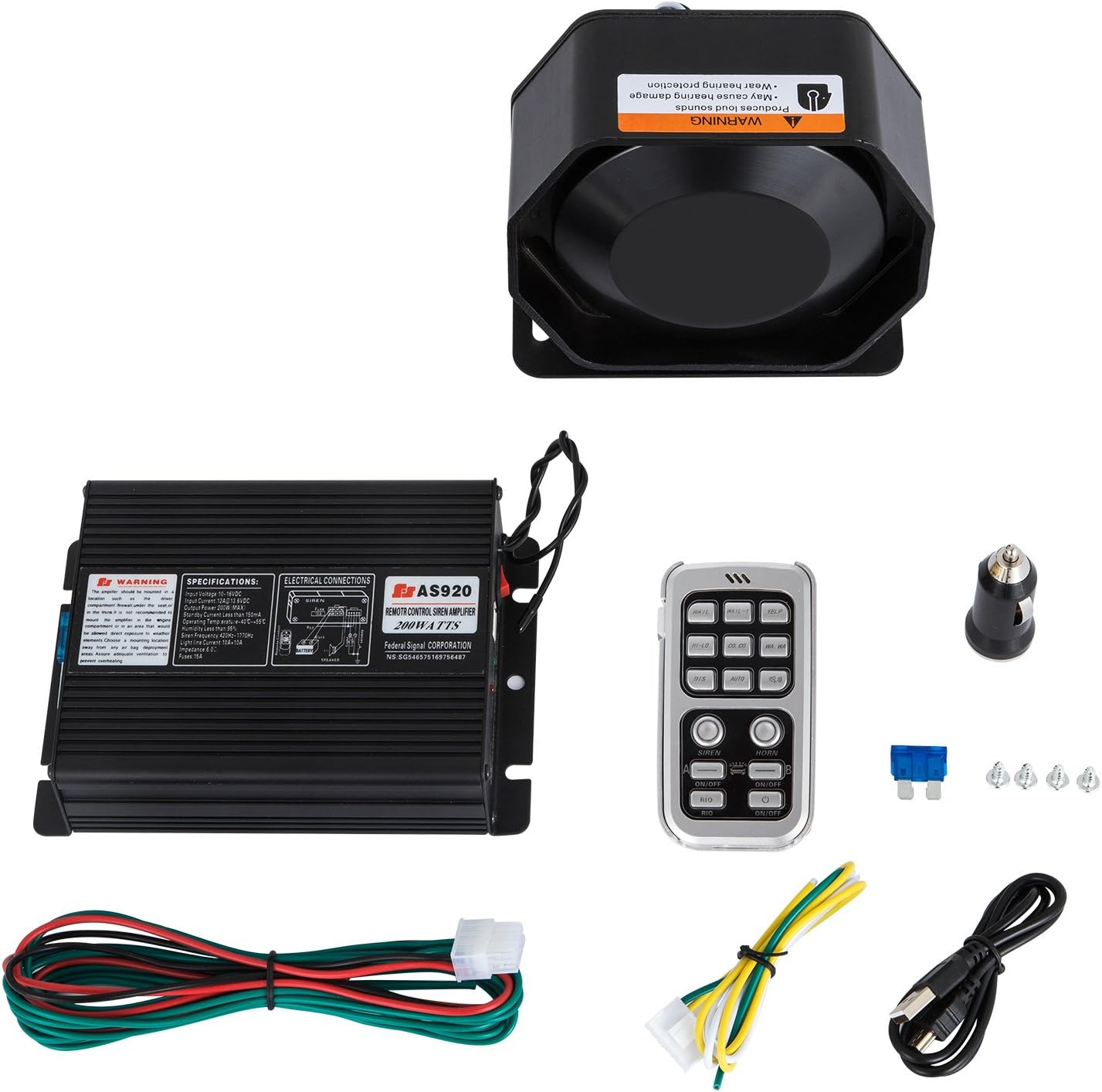 Mophorn 200W 18 Sound Loud Car and Truck Warning Alarm Police Siren Horn 18 Tones Fire Ambulance Emergency Electronic Siren Horn Kit PA MIC System Pack of 2