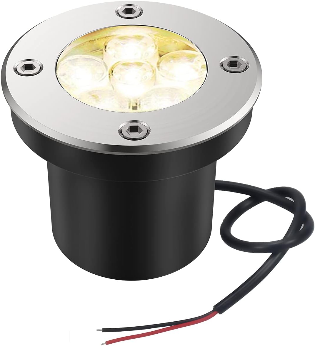 Landscape Lights JESLED 6W LED Well Lights 12V 24V Ground Lights with 6000K Bright White, IP67 Waterproof Low Voltage Landscape Lighting Spotlight for Driveway Deck Patio Yard Garden Outdoor (6 Pack)