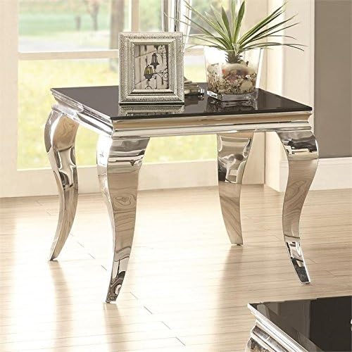 Stonecroft Furniture Square End Table in Chrome and Black