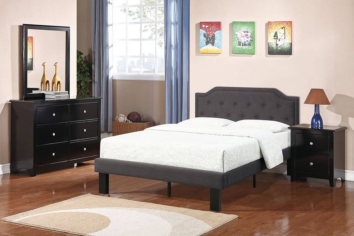 Poundex Ash Black Fabric Full Bed F9347F