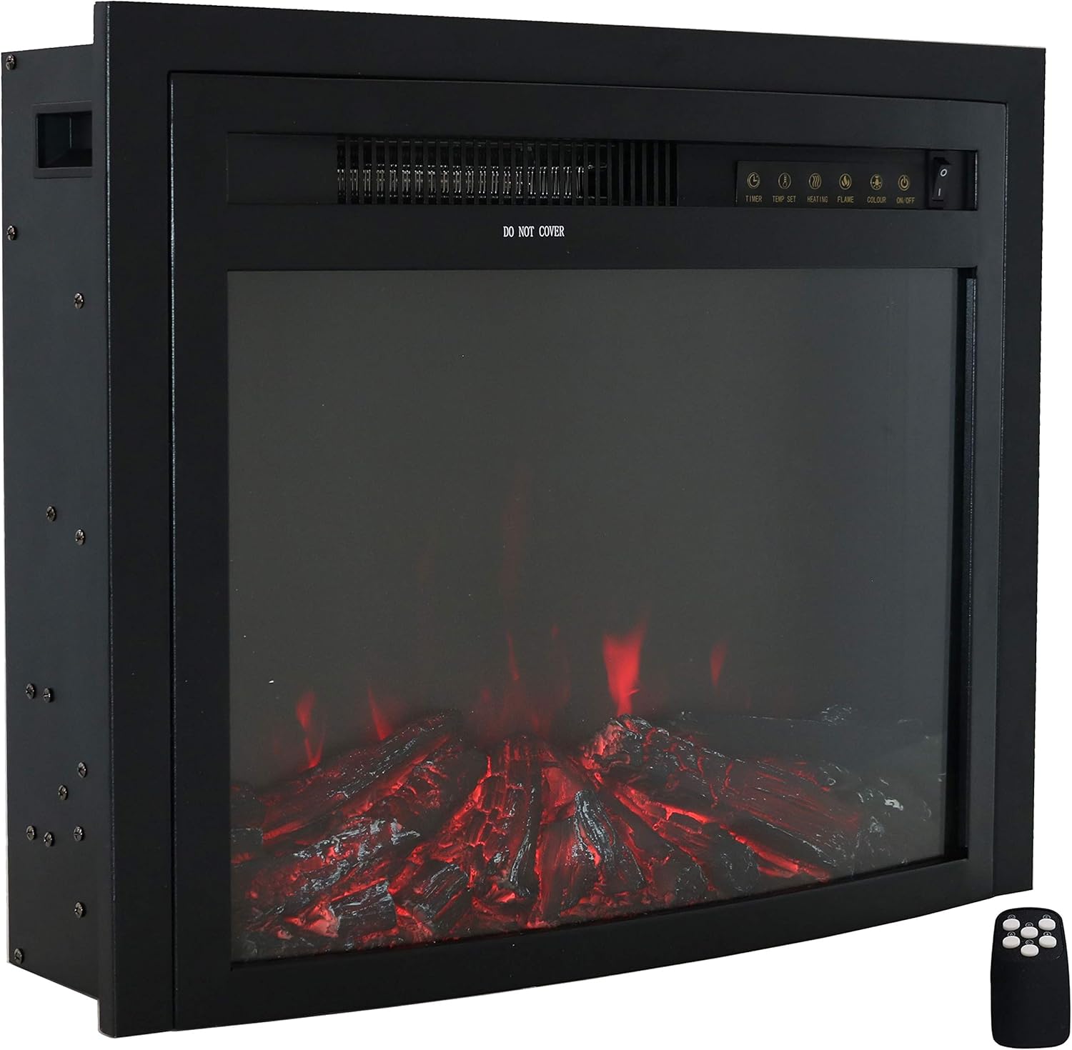 Sunnydaze Contemporary Comfort 23-Inch Indoor Electric Fireplace Insert - Modern Horizontal Recessed Electronic Fireplace - 9 Color Options for Flames/Logbed - Black Finish