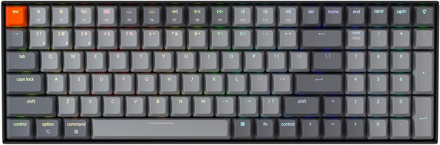 Keychron K4 Mechanical Keyboard, Bluetooth Mechanical Keyboard with RGB Backlight/Gateron Brown Switch/Wired USB C/96% Layout, Wireless Gaming Keyboard for Mac Windows PC Gamer - Version 2