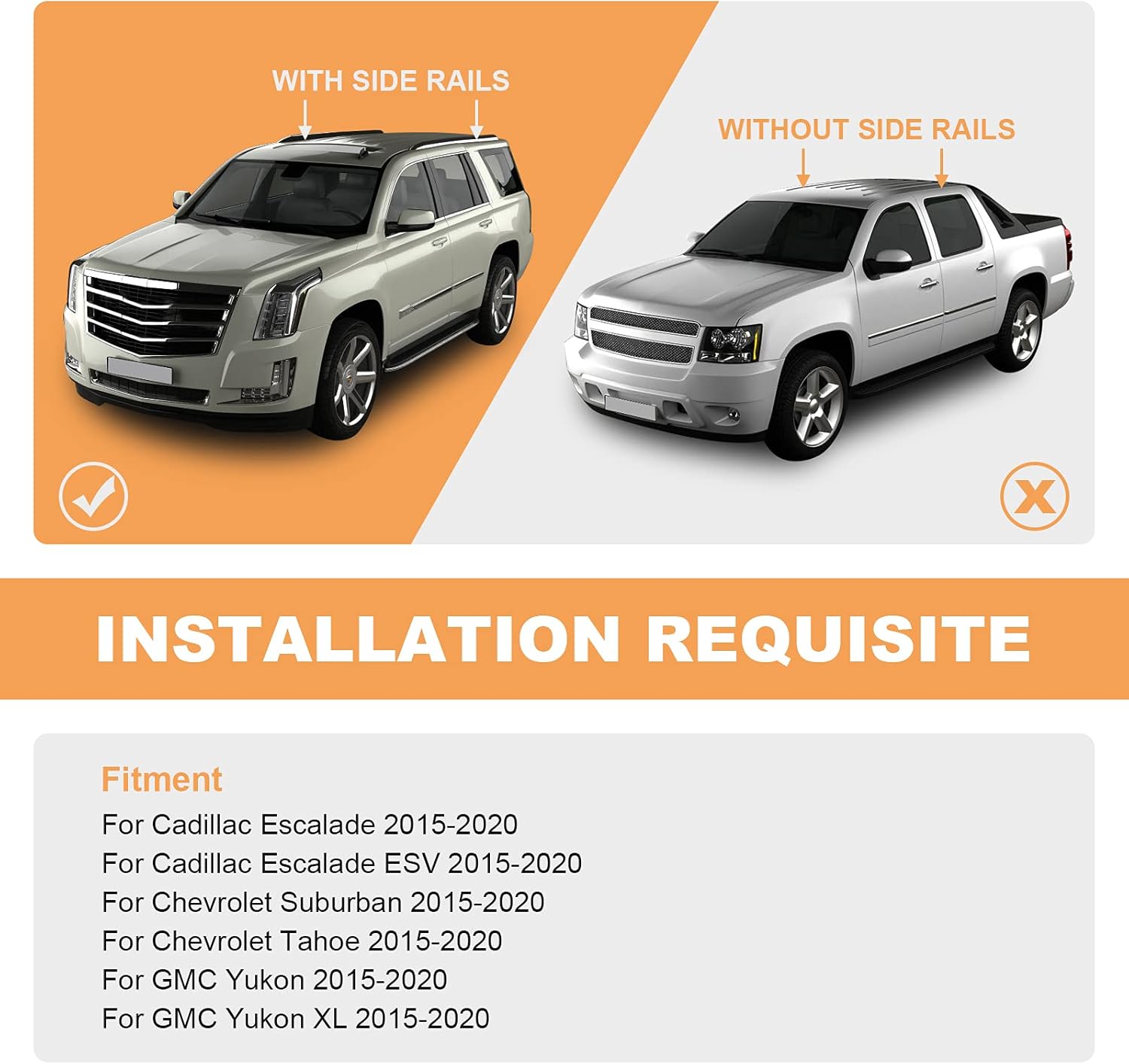 FINDAUTO Max Loading 220LBS Roof Rack Cross Bars for Cadillac Escalade ESV,for Chevy Suburban/Tahoe,for GMC Yukon 2015-2020,Adjustable Car Top Crossbar with an Extra Strap,Cargo/Kayak/Bicycle Carrier