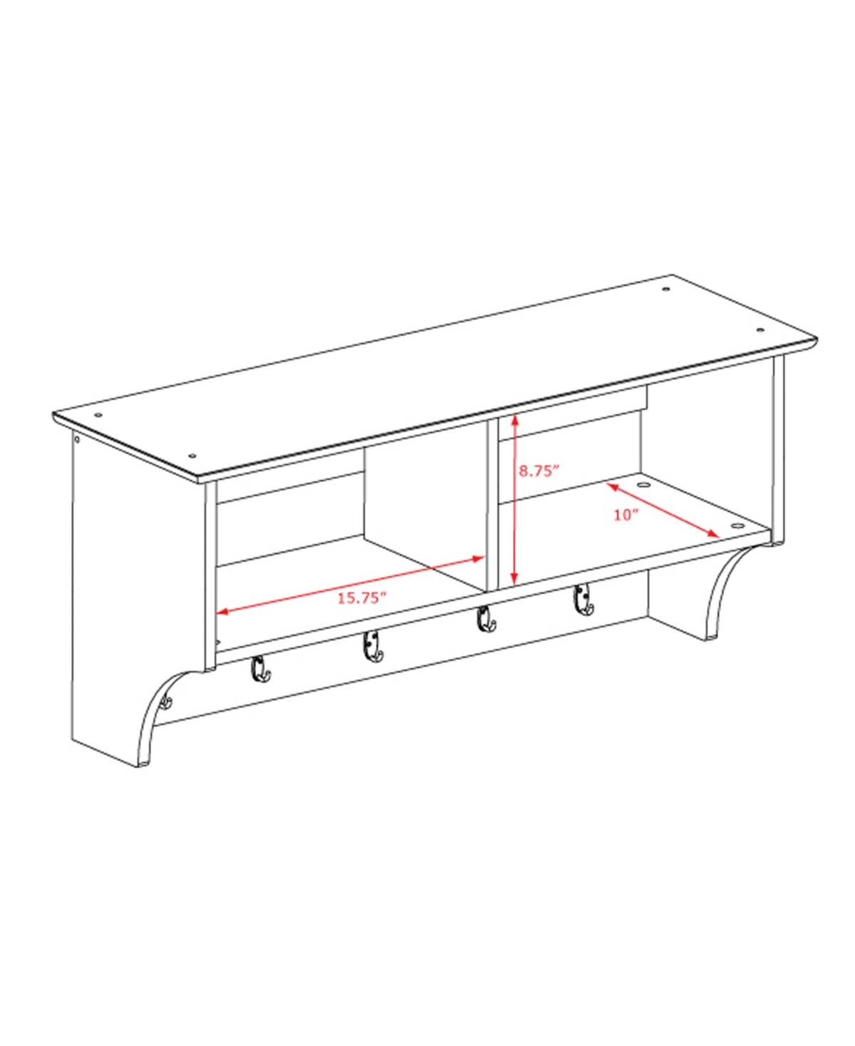 Prepac Wide Hanging Entryway Shelf, Drifted Gray