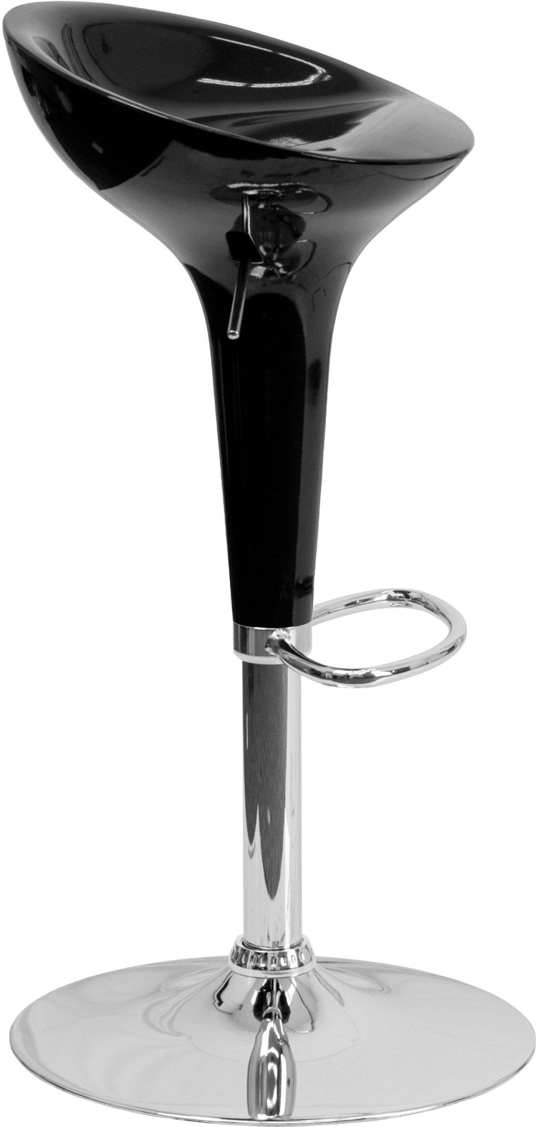 Flash Furniture Contemporary Black Plastic Adjustable Height Bar Stool with Chrome Base