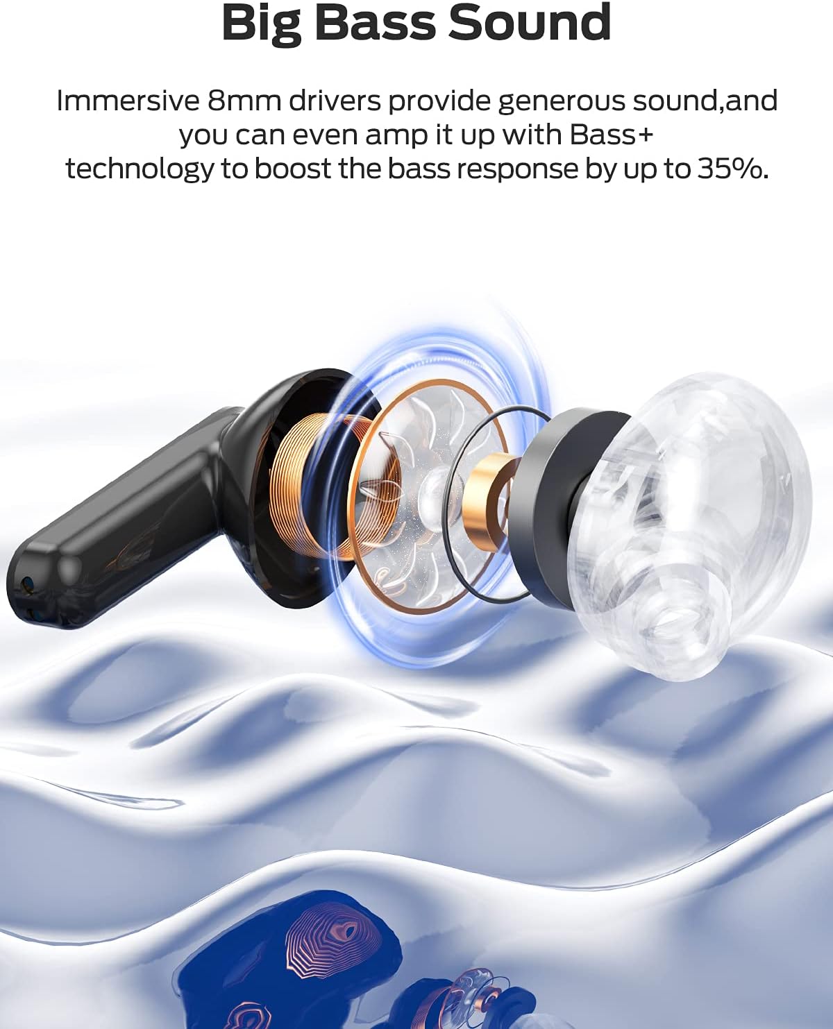 Monster N-Lite Clear Talk Wireless Earbuds with 4 Microphones, CVC 8.0 Noise Reduction, Clear Calls, Touch Control, USB-C, 30H Playtime, Wireless Earphones for Work, Home Office Pack of 2