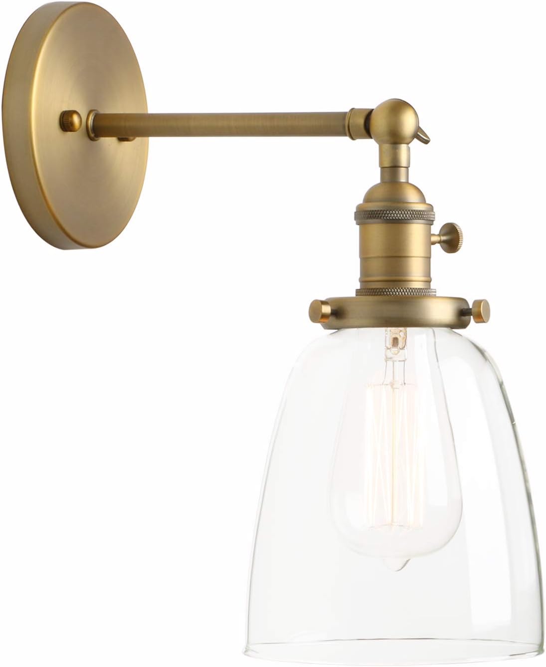 Permo Industrial Vintage Single Sconce with Oval Cone Clear Glass Shade 1-Light Wall Sconce Wall Lamp (Black)