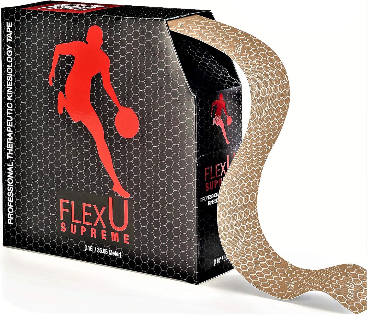 FlexU Kinesiology Tape; Professional Grade Rayon Fabric; Pre-Cut or Continuous. Highly Durable; Hypoallergenic Latex-Free; Reduces Swellings & Induces Faster Recovery in Sports Related Injuries. Pack of 2